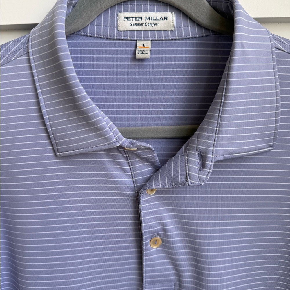 Peter Millar Men’s Lavender Striped Performance Polo - Picture 2 of 6